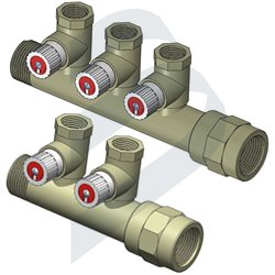 MANIFOLD FOR WATER WITH SHUT-OFF VALVES