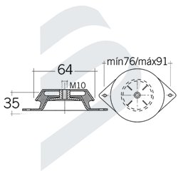 CAPTIVE ANTI VIBRATION MOUNT BRB