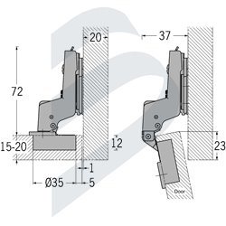 BISAGRA DE CAZOLETA  INOX 180-INSET