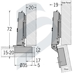 BISAGRA DE CAZOLETA INOX 180-17MM