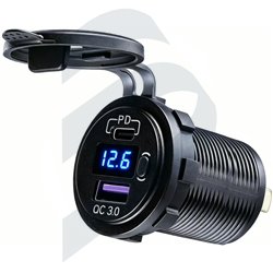 TOMA USB A+C CON VOLTIMETRO