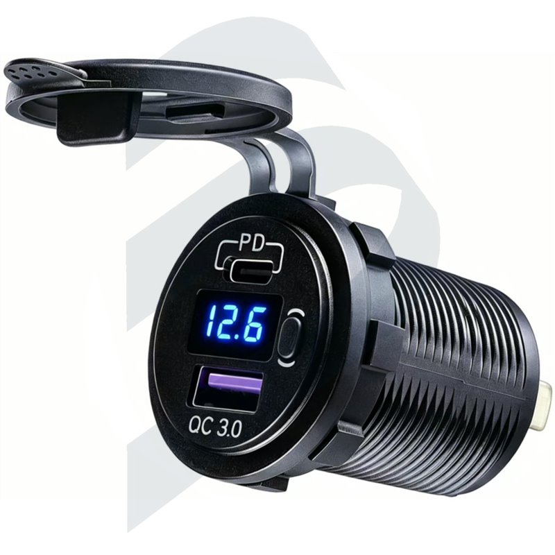 TOMA USB A+C CON VOLTIMETRO