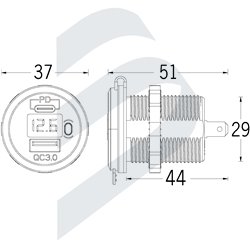 TOMA USB A+C CON VOLTIMETRO