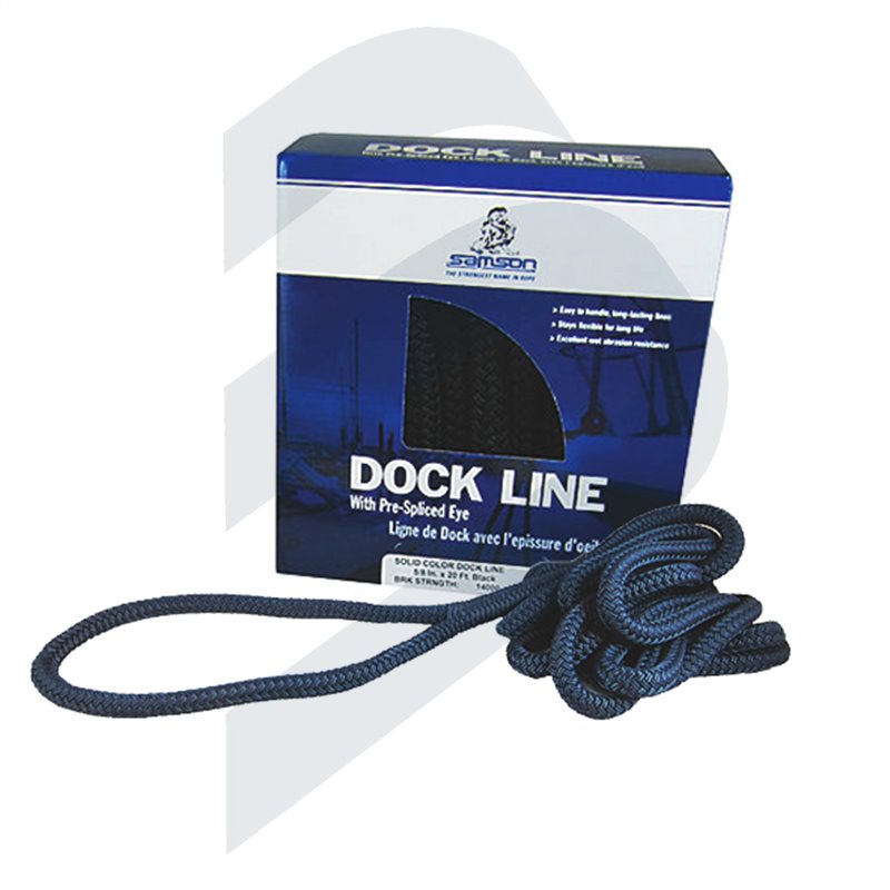 DOCK LINE WITH PRE-SPLICED EYE SOLID BLACK 18MM - 12M