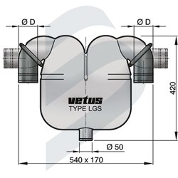 GAS/WATER SEPARATOR VETUS LGS-50 FOR 60MM HOSE