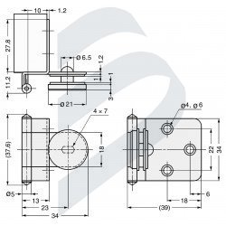 HALF OVERLAY GLASS DOOR HINGE