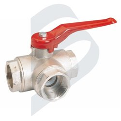 Ball valve brass 3-way F/F ISO228/1 G1"